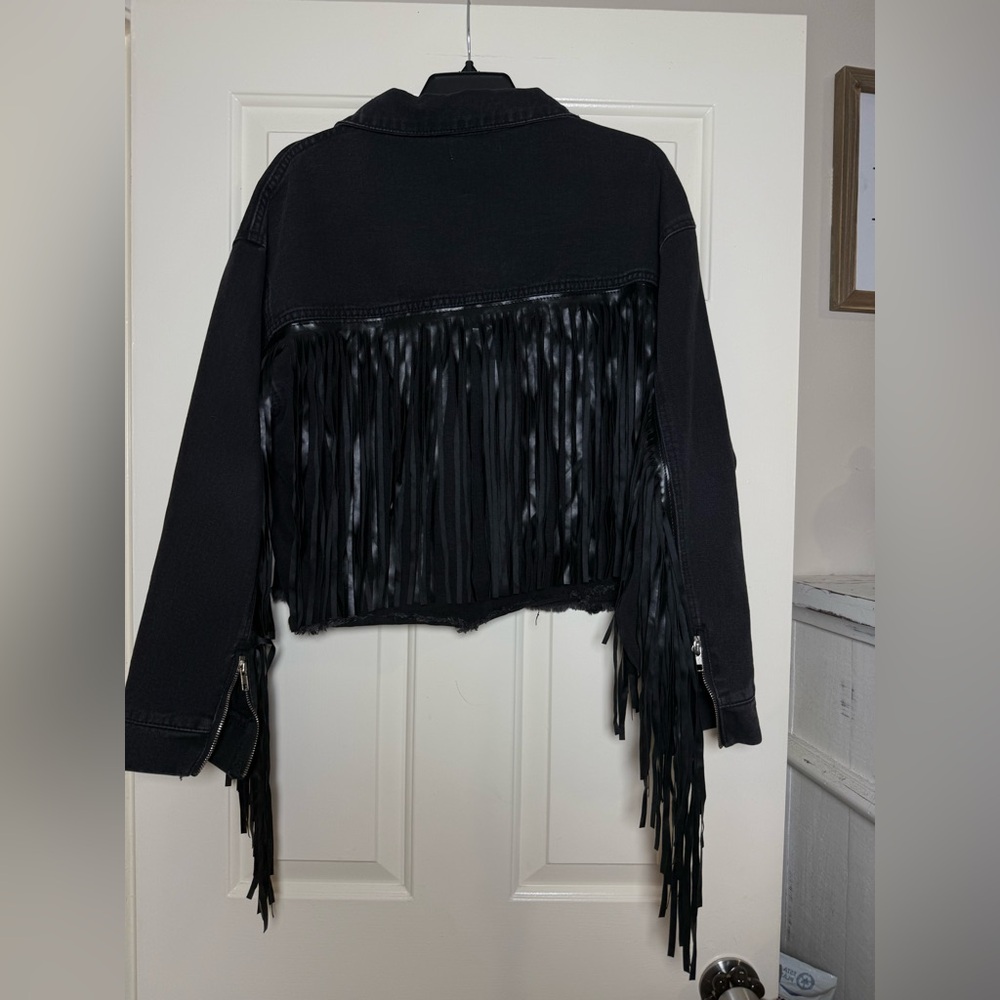 Vervet Black‎ Denim Fringe Jacket - Picture 9 of 10